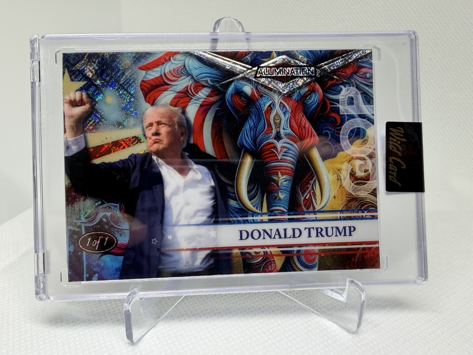 Donald Trump 1/1 Wild Card Alumination Cross Hatch Shimmer Elephant Fist