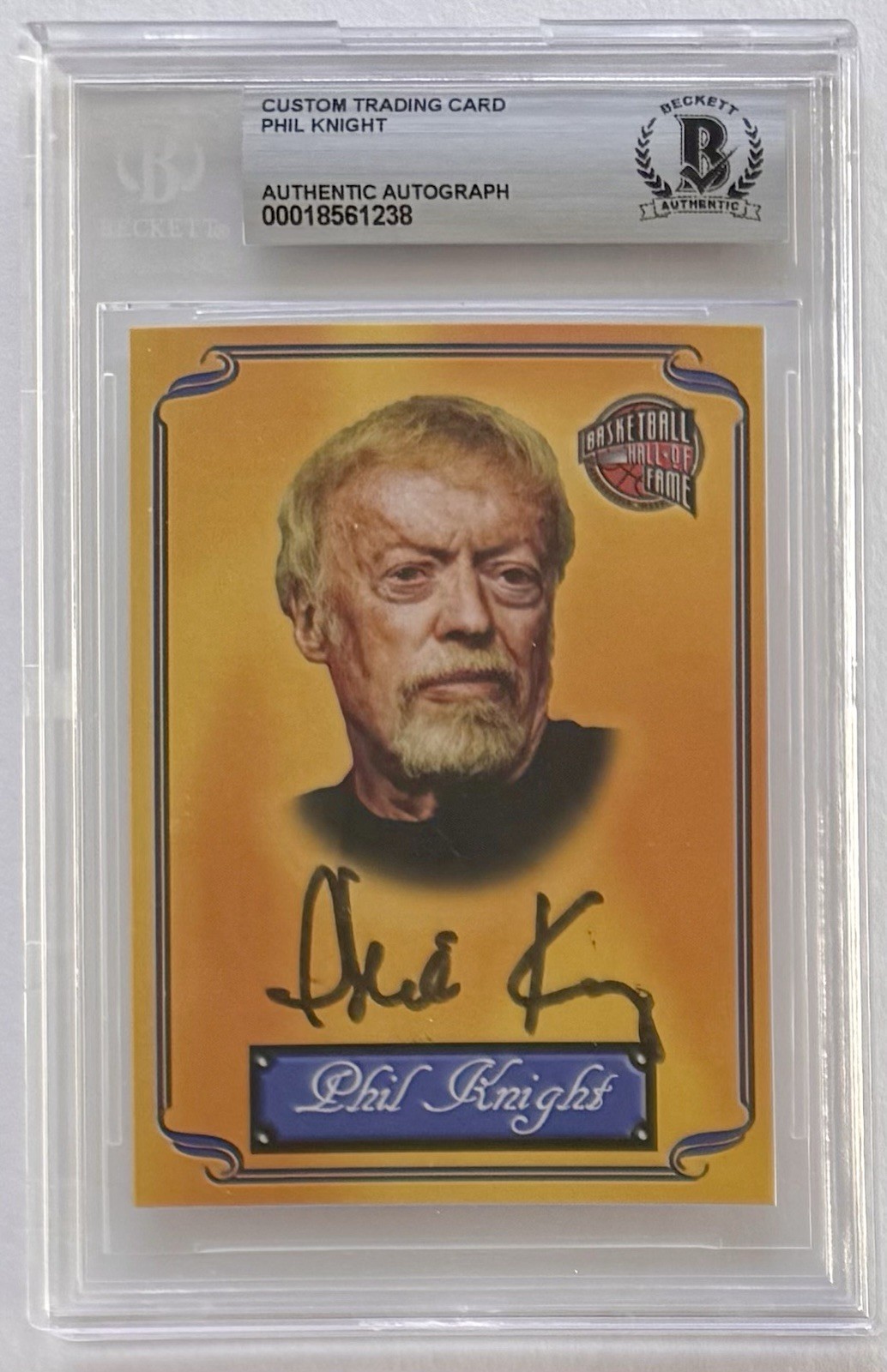 PHIL KNIGHT SIGNED BASKETBALL HOF CUSTOM TRADING CARD BECKETT AUTHENTIC AUTO