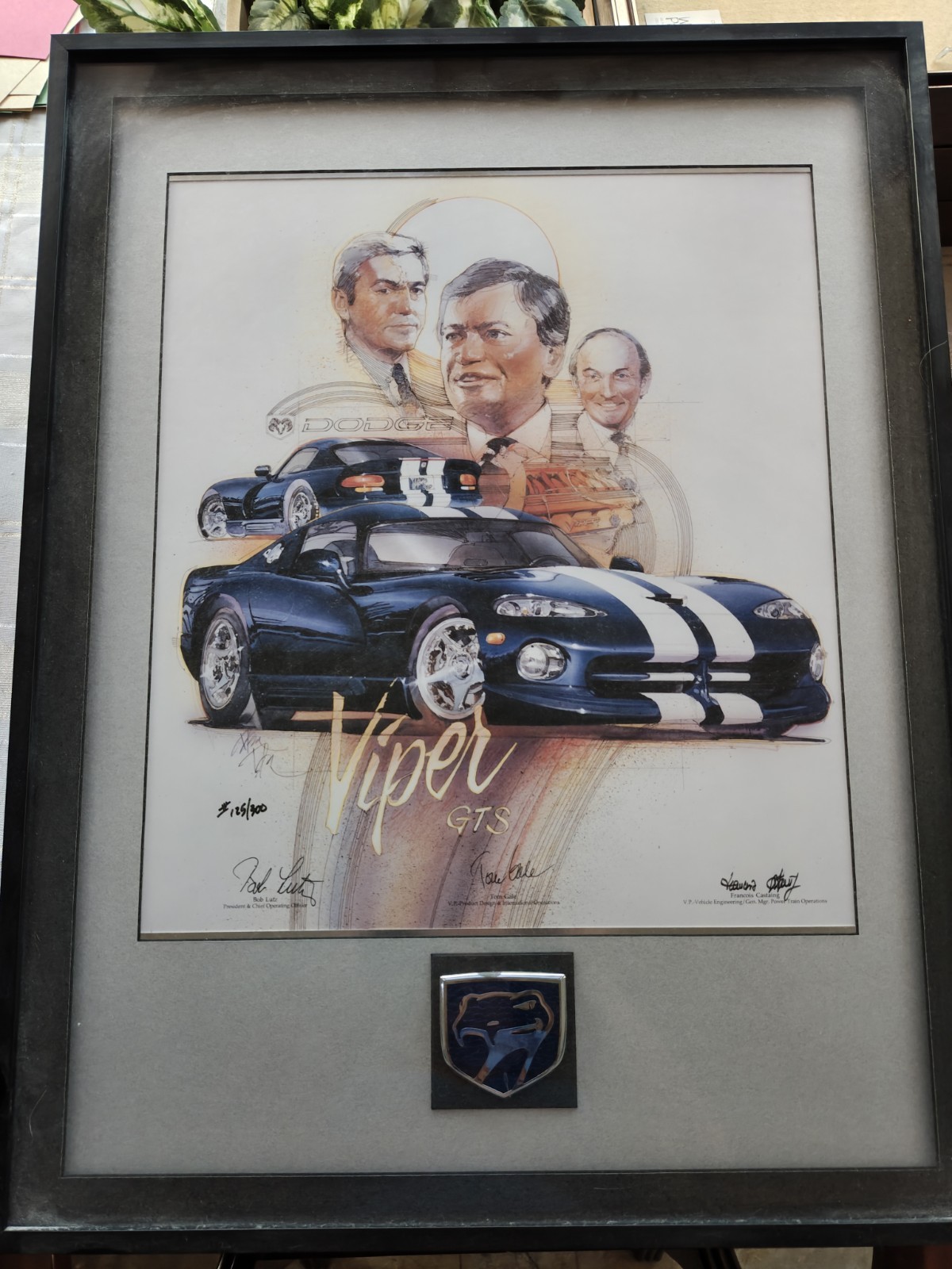 Viper GTS Signed Limited Edition Matted Framed Print 20x26 Bob Lutz