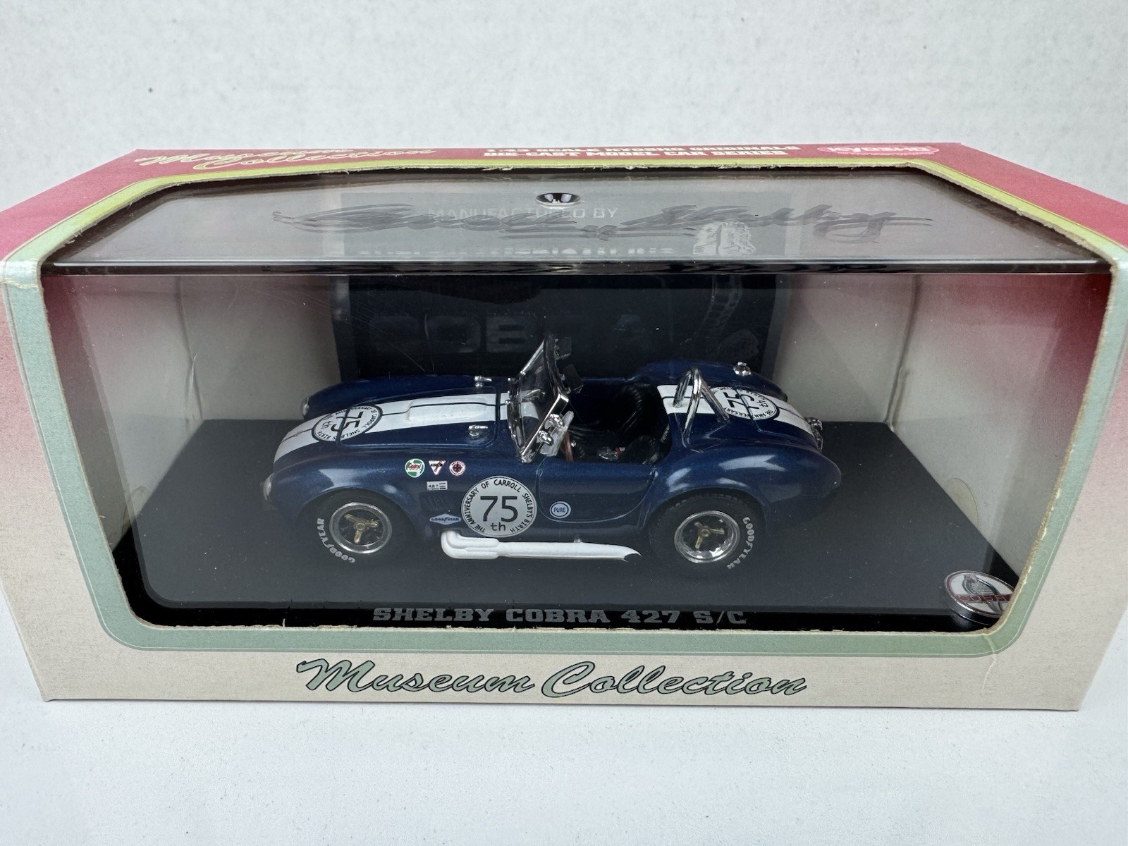 CARROLL SHELBY 75th BIRTHDAY SIGNED 1:43 Kyosho 1967 Shelby Cobra 427 S/C 29/75