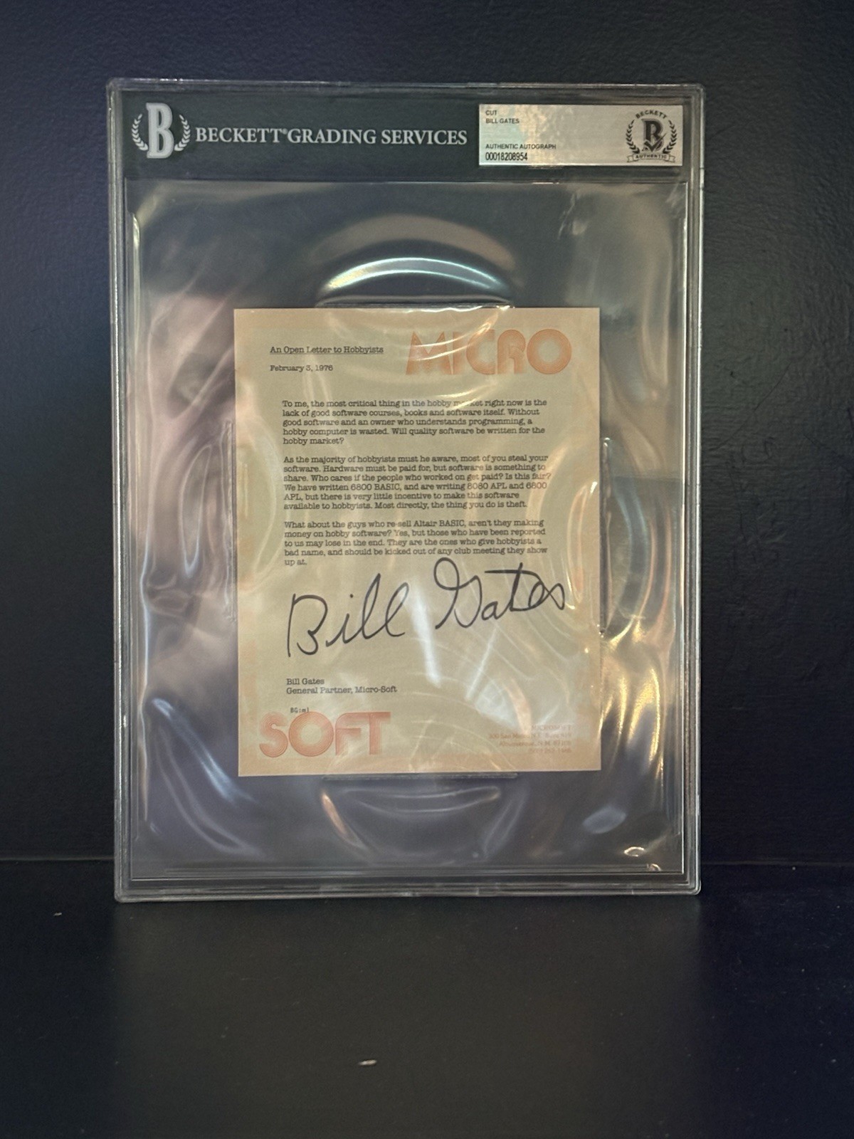 Bill Gates Signed 1976 Document To Hobbyists. Authenticated By Beckett  ￼