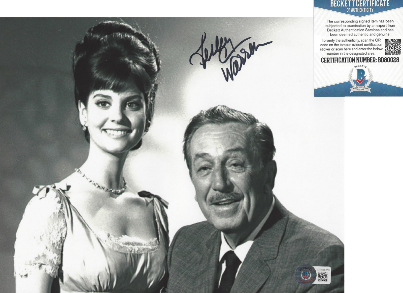 LESLEY ANN WARREN SIGNED CINDERELLA '65 WALT DISNEY 8x10 PHOTO B BECKETT COA BAS
