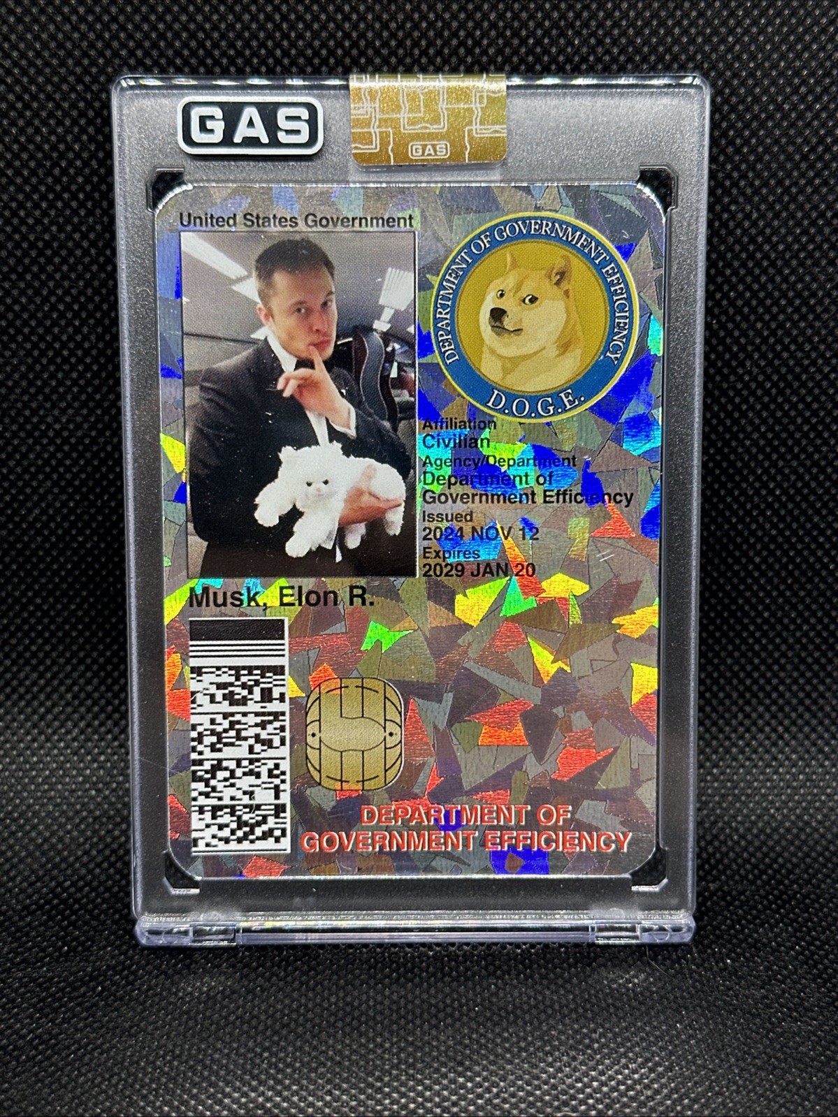 GAS Trading cards Elon Musk D.O.G.E. ID Cracked ice 35/50 DOGE