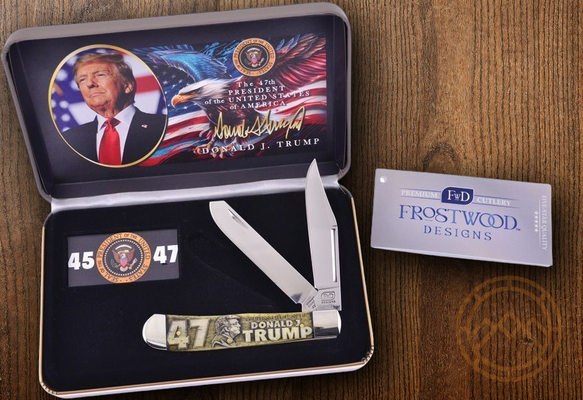 Frostwood Design Trapper Trump Pocket Knife Stainless Steel Blades Bone Handle