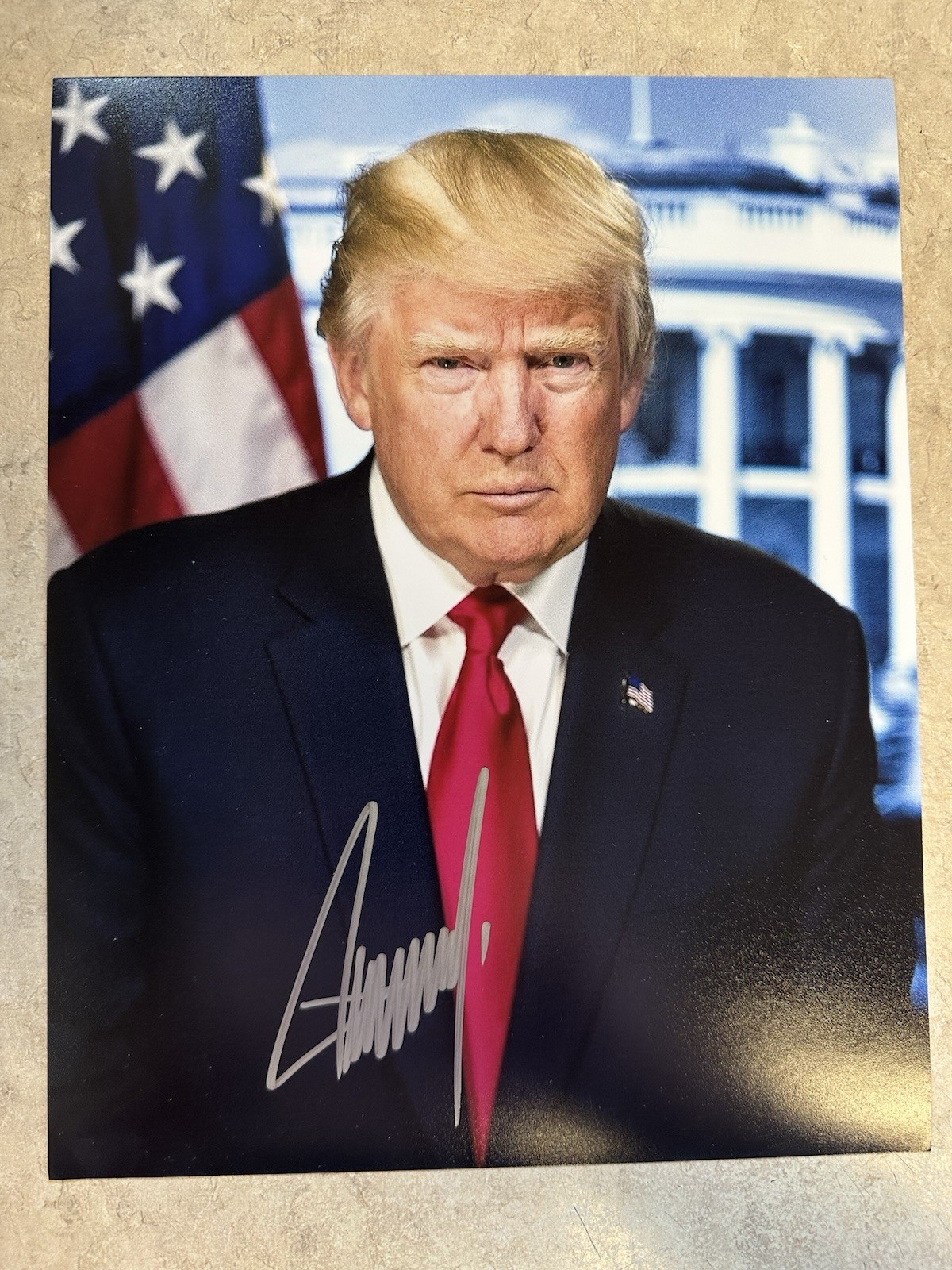 Donald Trump and Barack Obama Signed 8x10 Color Photo Autographs