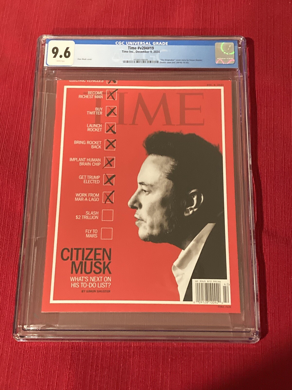 December 2024 Elon Musk “Citizen Musk” Time Magazine CGC 9.6 - Rare High Grade
