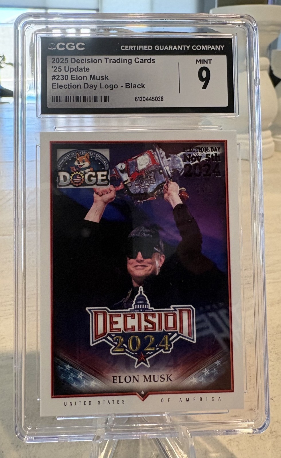 ELON MUSK #230 CGC MINT 9 Decision 2025 Update BLACK 1/1 One of One Election Day