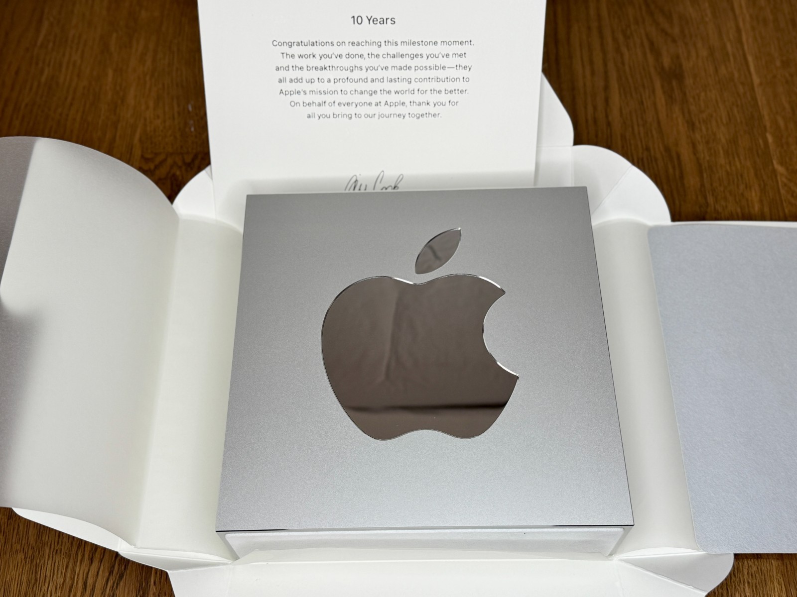 Apple 10 Year Employee Award - Tim Cook Signed - Recycled Aluminium - Rare
