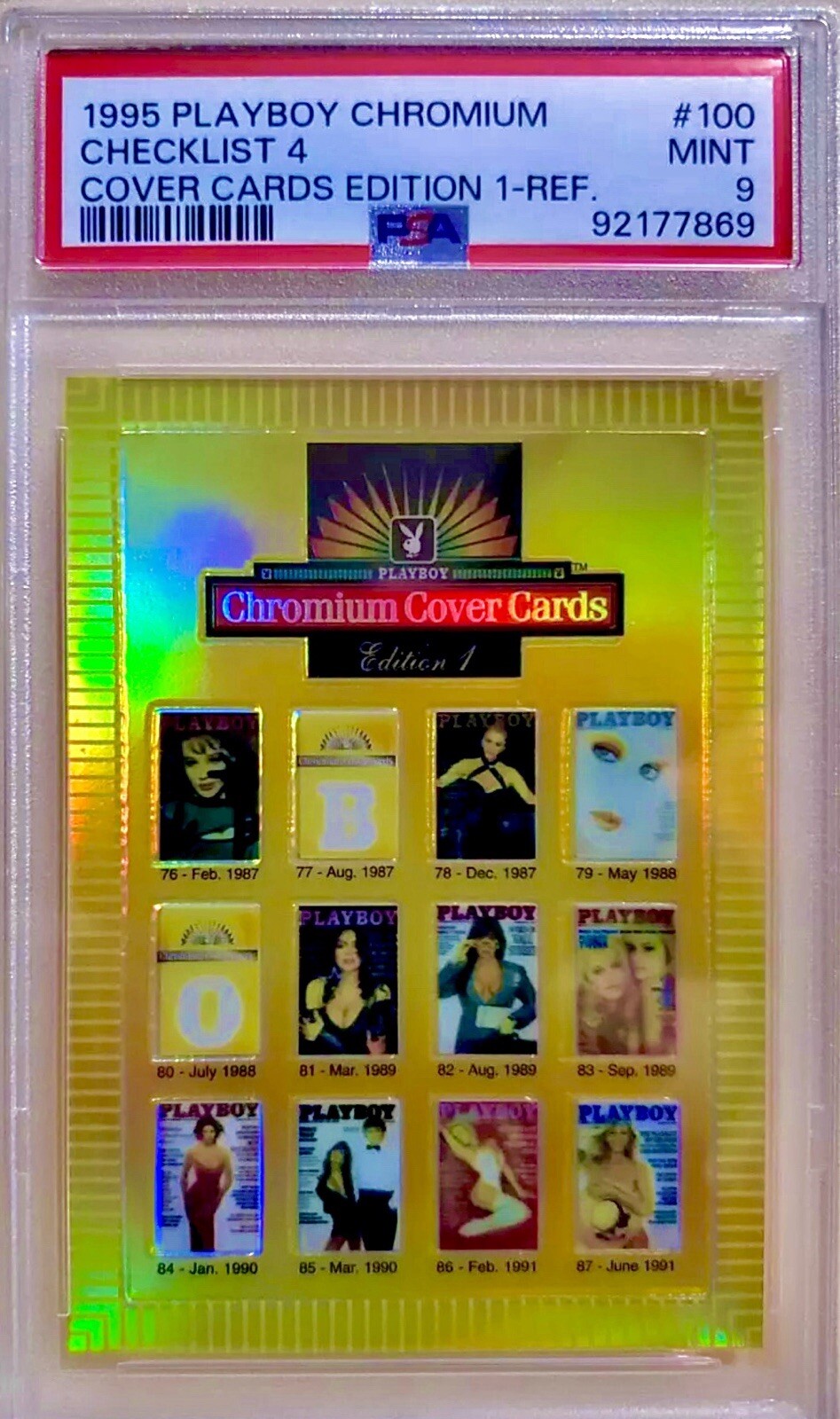 PSA 9 Donald Trump 1995 Playboy Series 1 Gold Refractor Checklist 1990 Cover WOW