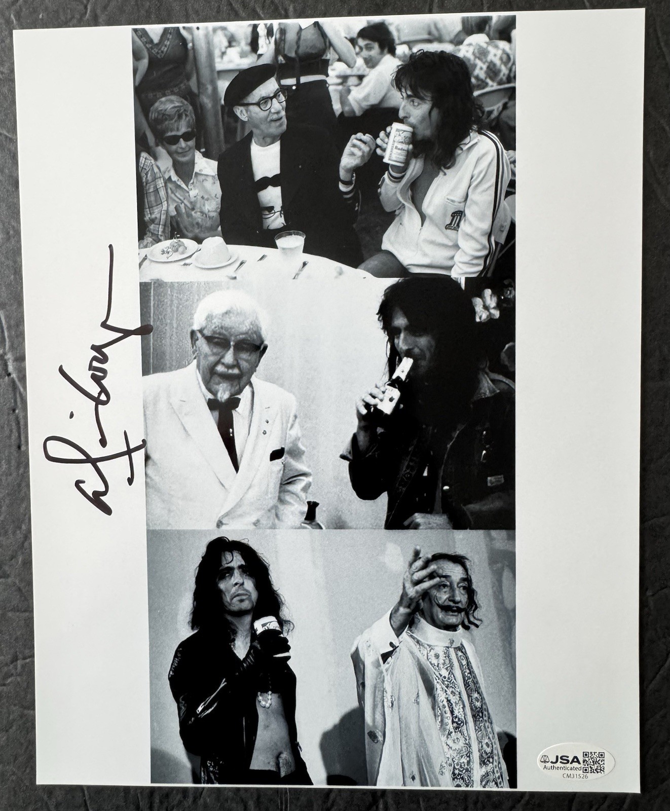 ALICE COOPER SIGNED 8X10 PHOTO JSA COA AUTOGRAPH COLONEL SANDERS DALI GROUCHO