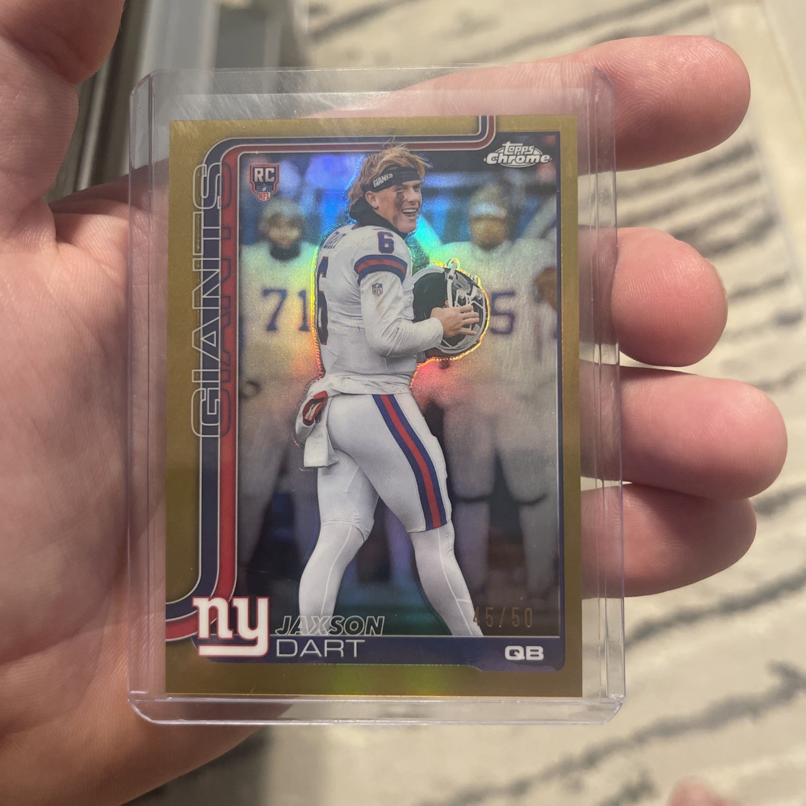 2025 Jaxson Dart Gold /50 Rookie RC - Serial 45/50 Trump 45 Pop Culture Match IV