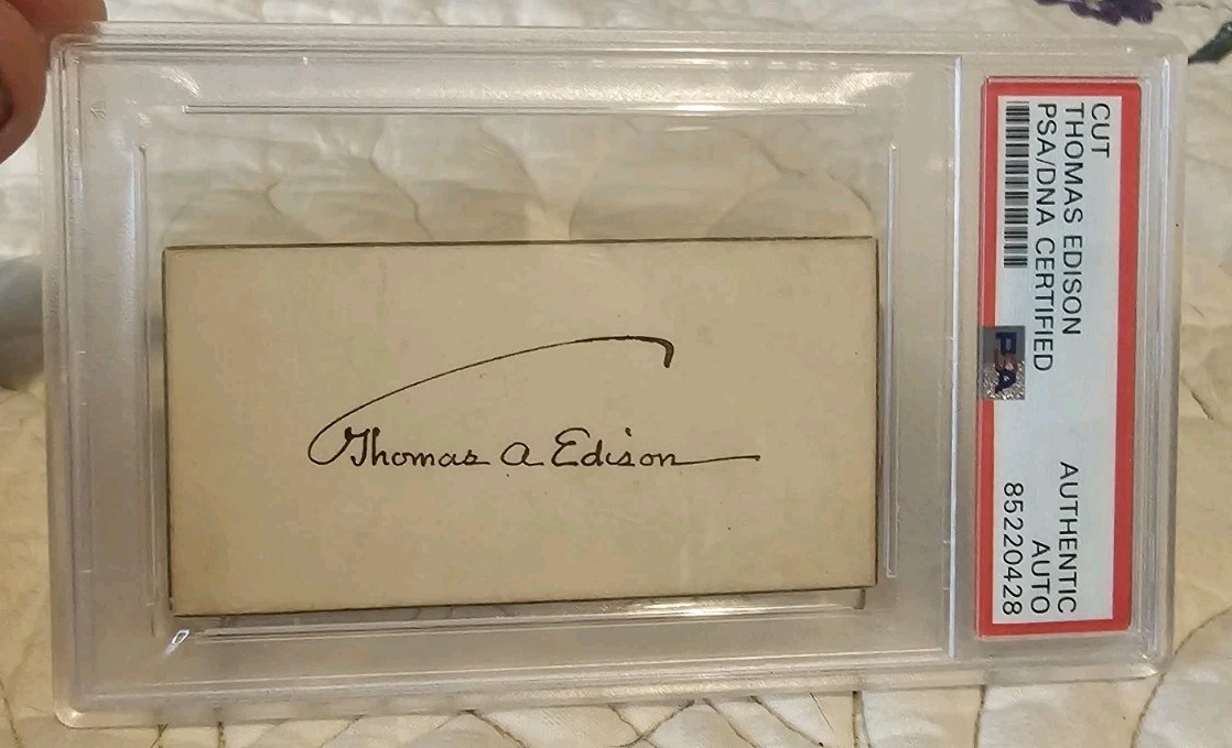 Gorgeous Thomas Edison Signed Autograph, GEM Mint. Full Name Signature. Auto PSA