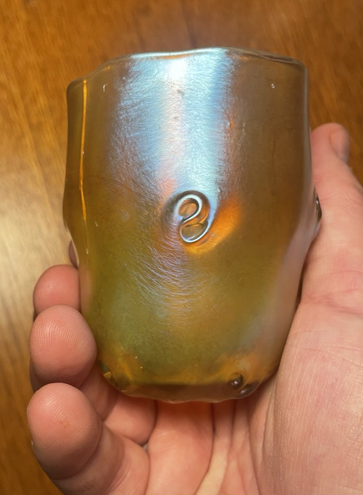 Louis Comfort Tiffany Signed 3x3” Vase Favrile Twist Pattern N 3260 1900s As Is