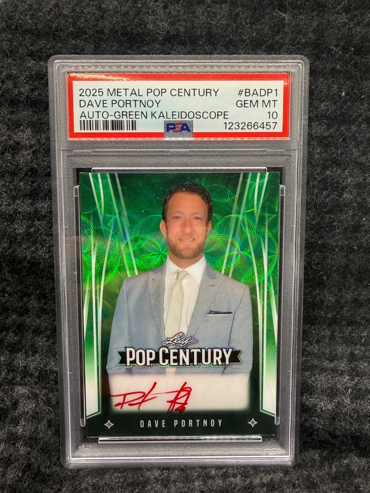 PSA 10 - 2025 Leaf Metal Pop Century - Dave Portnoy Auto - #3/3 GREEN Barstool