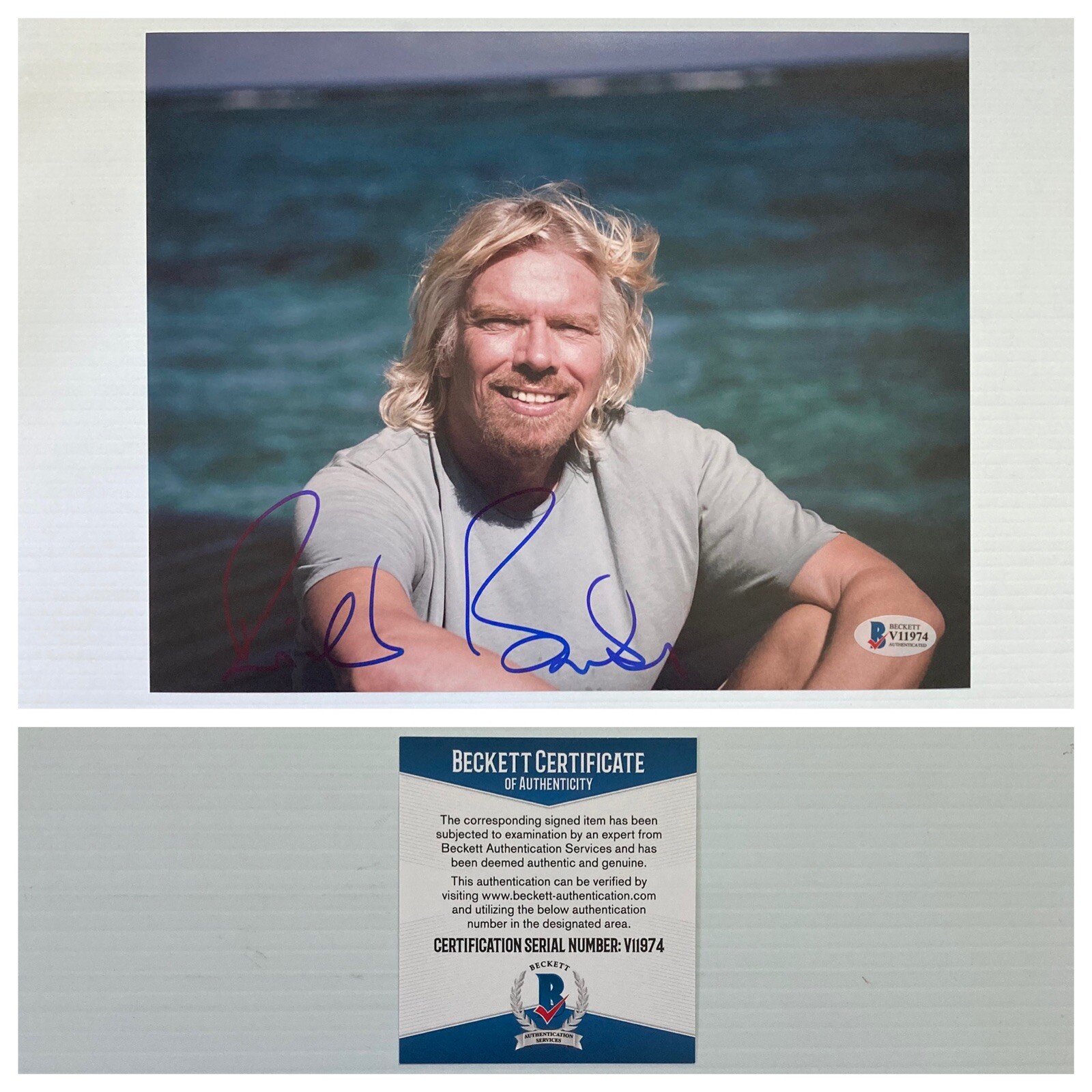 Billionaire Richard Branson Signed Autograph 8x10 Photo BAS Beckett - FREE S&H!