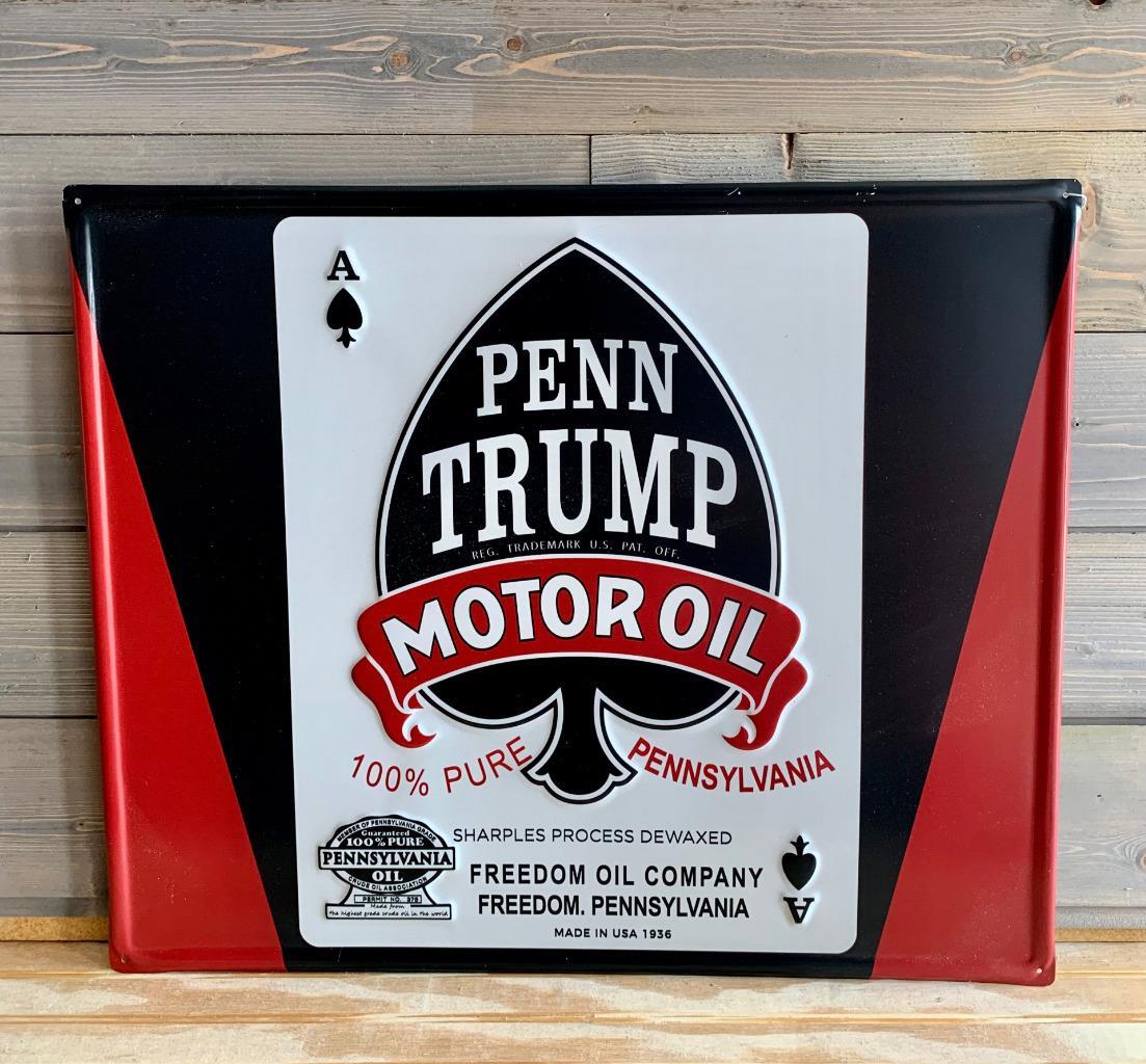 Antique Vintage Old Style Trump Motor Oil Steel Sign