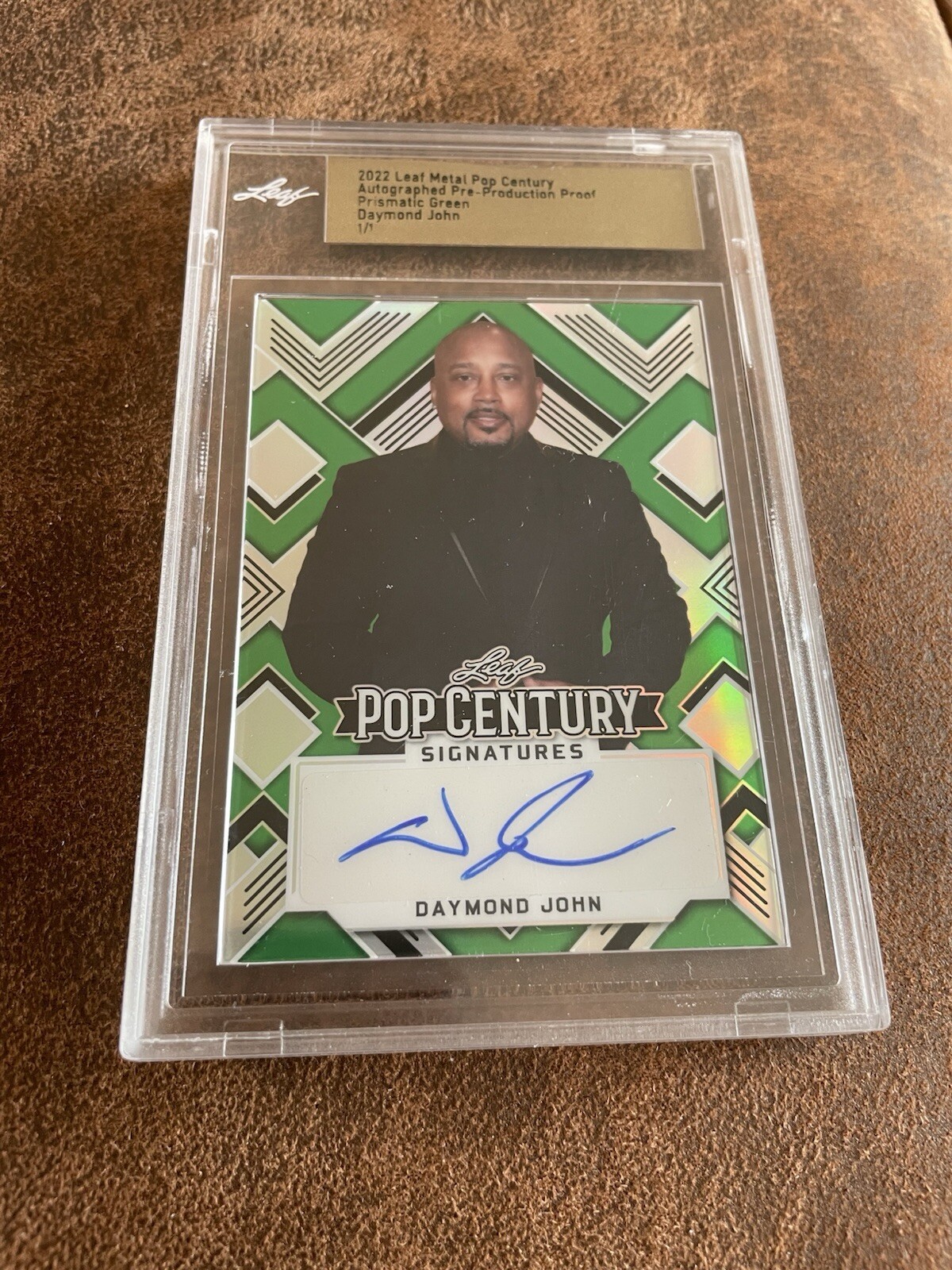 DAYMOND JOHN 2022 LEAF METAL POP CENTURY GREEN PRE-PRODUCTION PROOF AUTO #ED 1/1