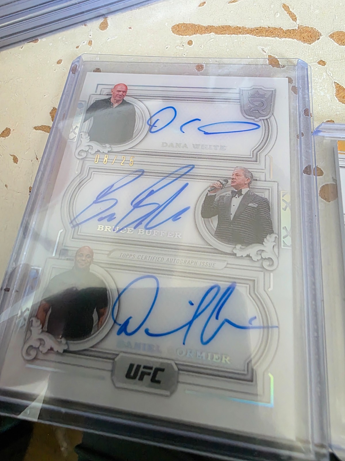 DANA WHITE BRUCE BUFFER DANIEL CORMIER 2024 TOPPS ROYALTY UFC TRIPLE AUTO 03/25