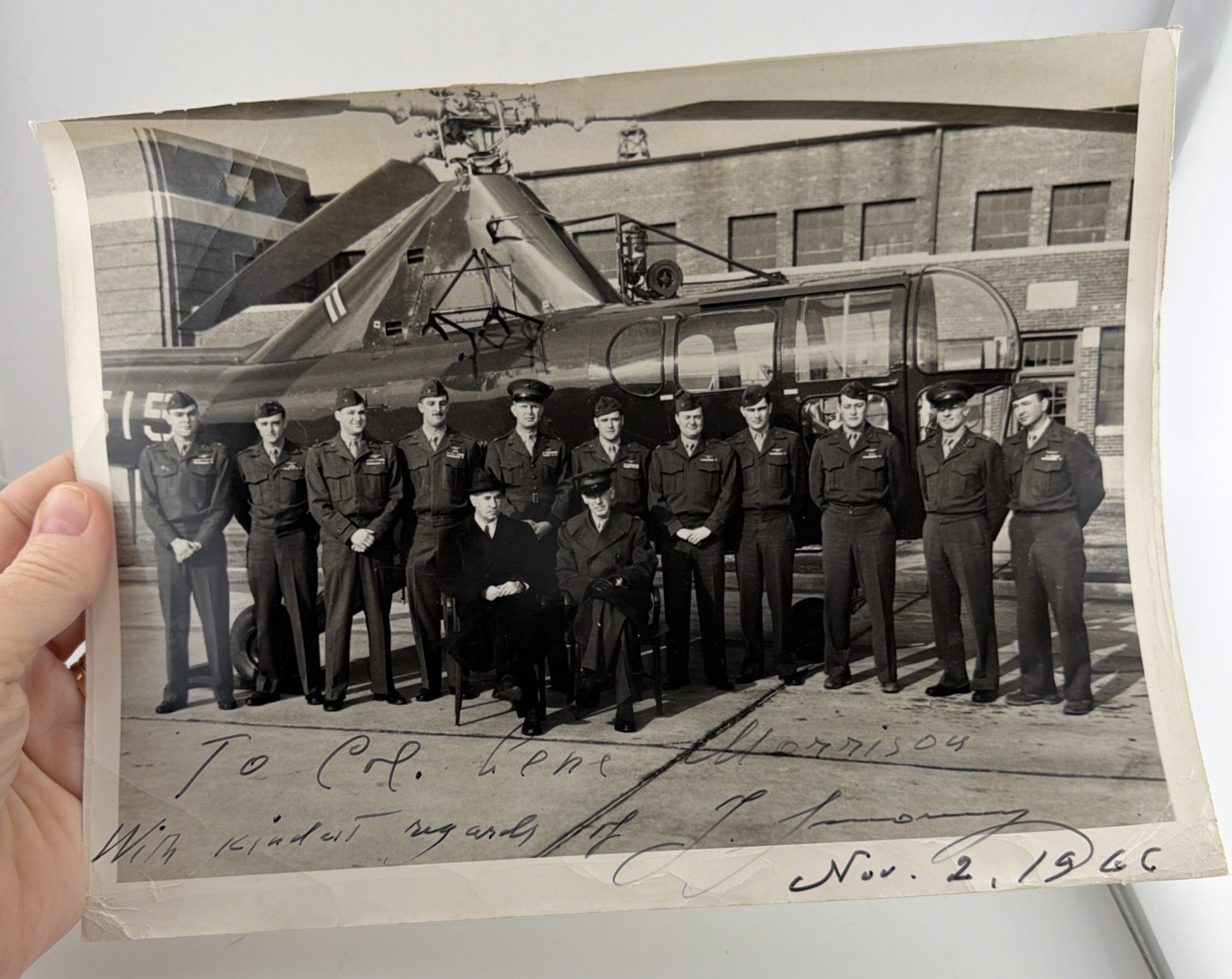 Igor Sikorsky Signed USMC HMX-1 Squadron Photo with Handwritten Note on Back