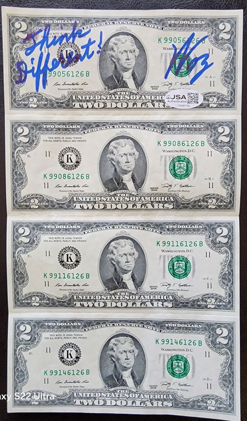 Steve Wozniak apple co-founder SIGNED $2 Dollar Bills