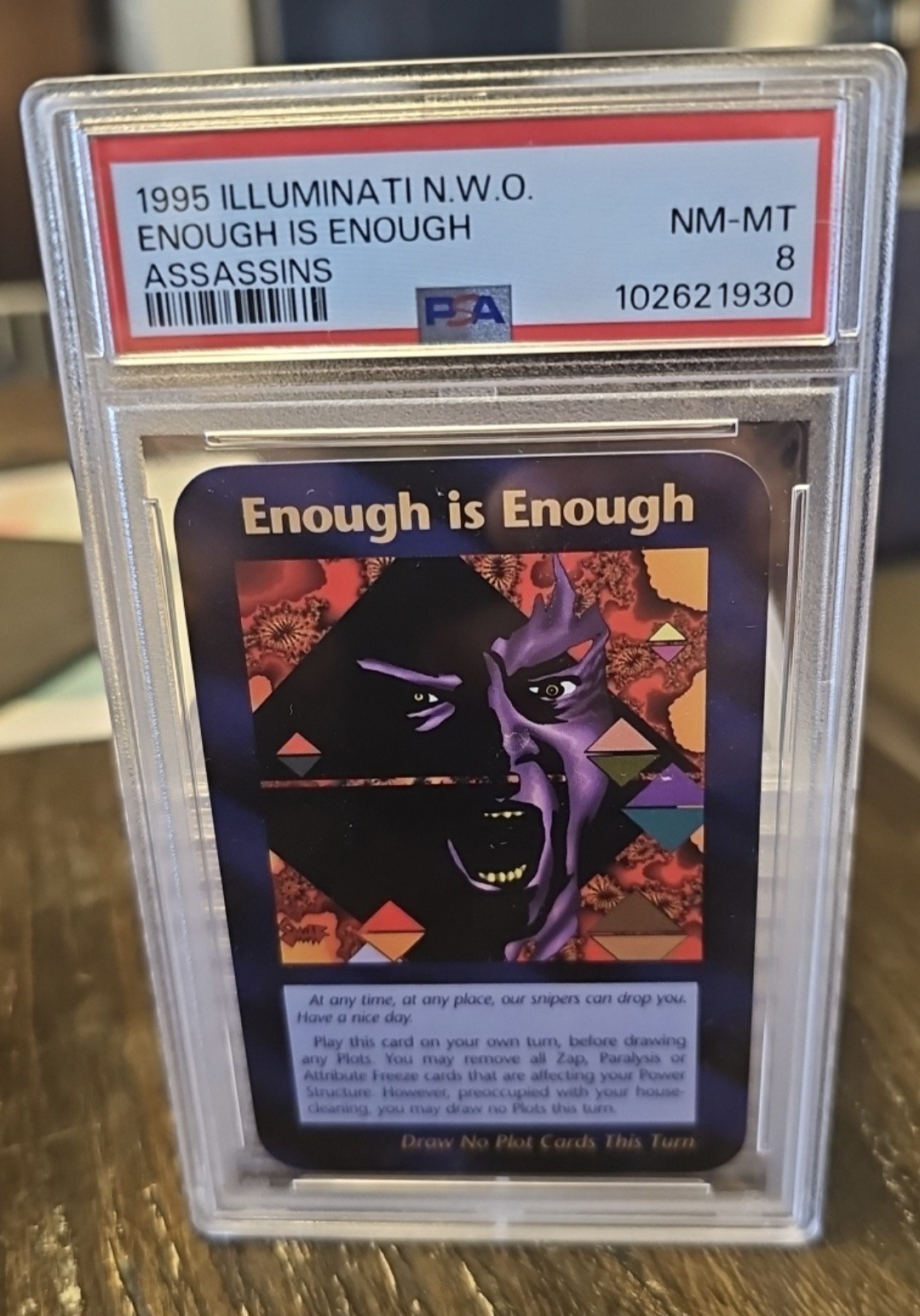 1995 Illuminati N.W.O TCG Enough Is Enough Assassins Trump PSA8 NM FRESH GRADE