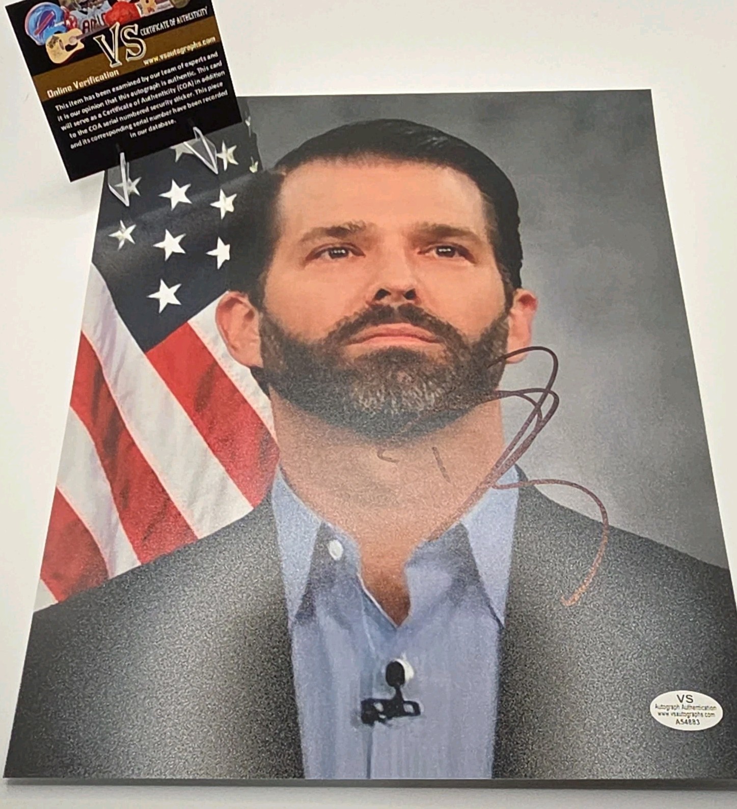 Donald Trump Jr. Autograph Authentication Autographed Photo American Flag Signed