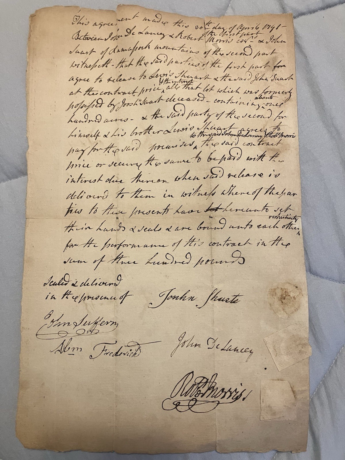 Robert Morris: Patriot and Financier, John DeLaney Signed Letter April 30, 1791