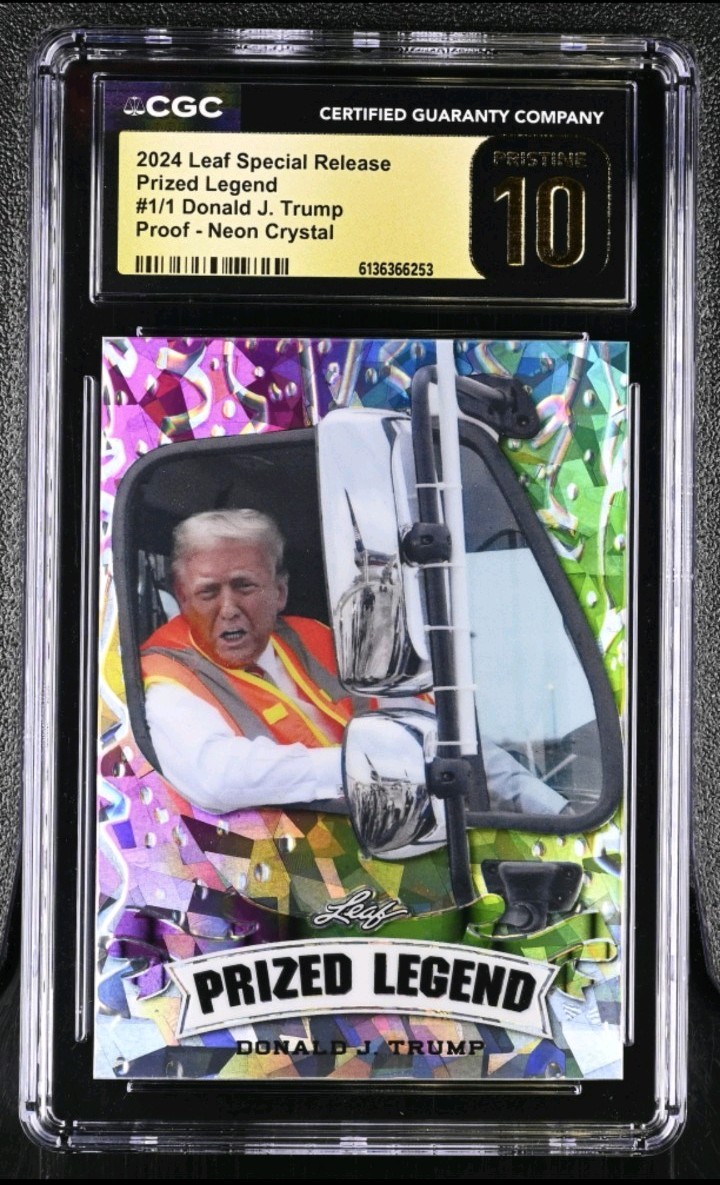 Donald J. Trump 2024 Leaf Prized Legend Neon Crystal Foil 1/1-CGC BLACK LABEL 10