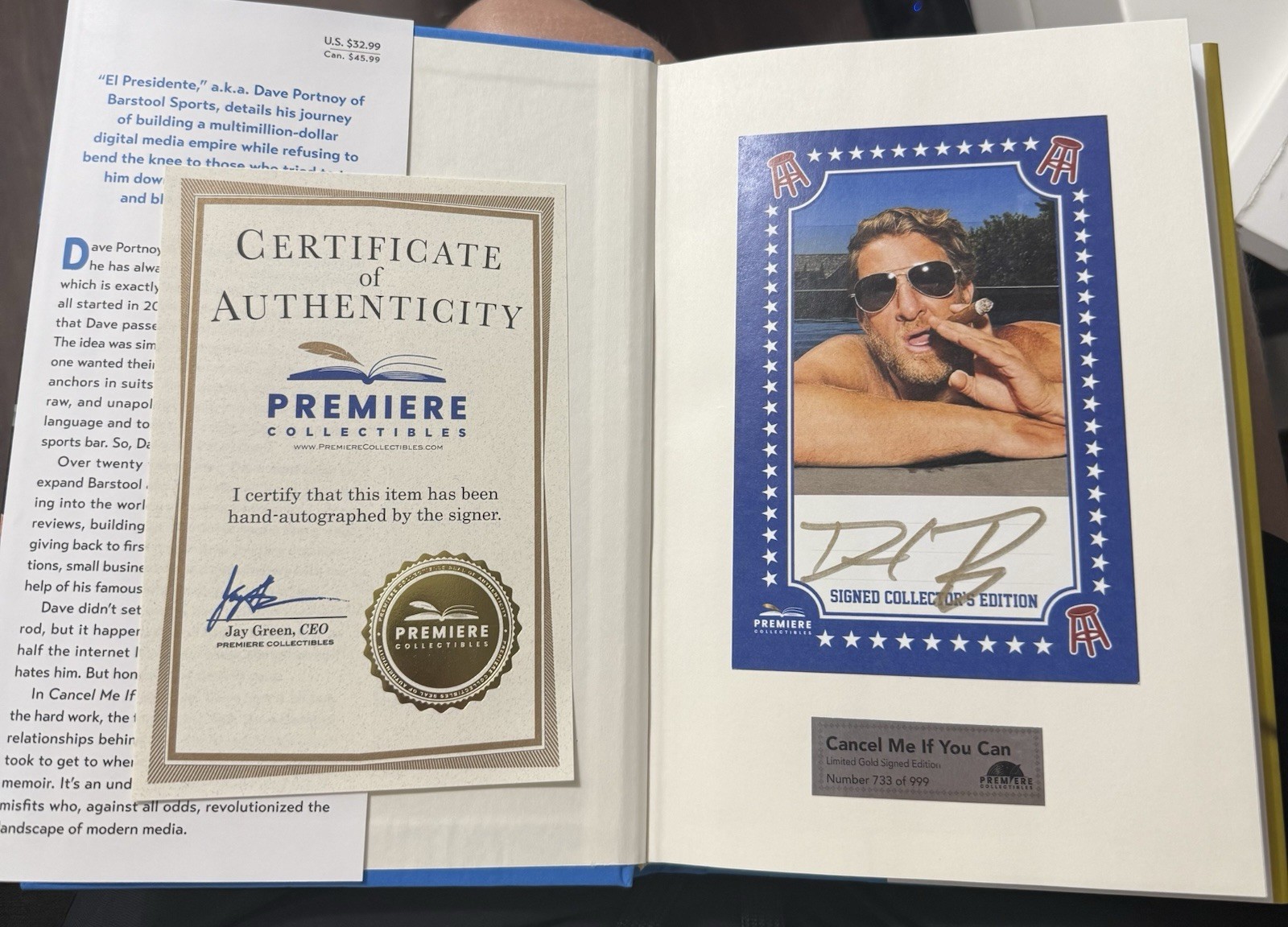 AUTOGRAPHED Dave Portnoy“Cancel Me If You Can”Book Limited Gold Edition 733/999