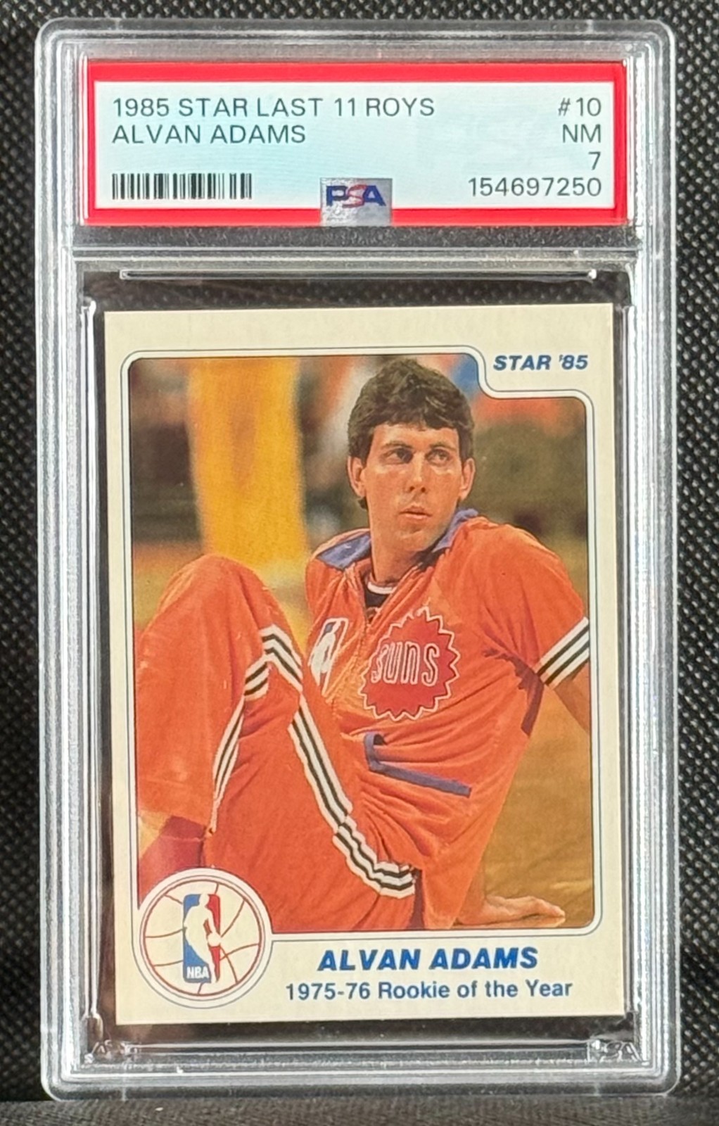 cf 1985 Star Last 11 ROYS Alvin Adams #10 NM PSA 7 Suns Rookie of the Year