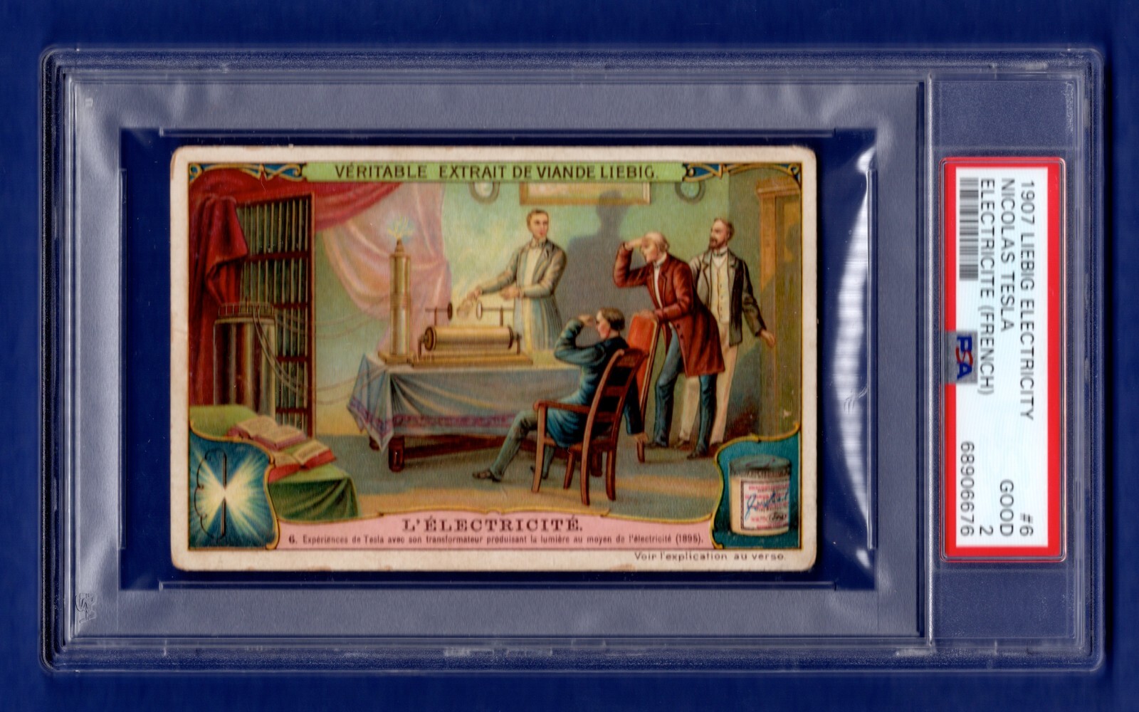 PSA 2 NIKOLA TESLA 1907 LIEBIG Electricity Card #6 FRENCH