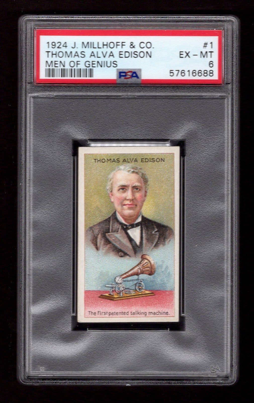 PSA 6 THOMAS EDISON 1924 Millhoff Men of Genius Card #1