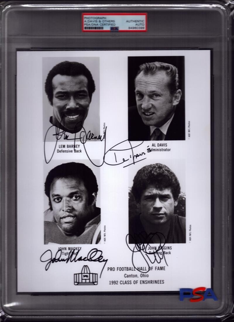 Al Davis 1992 HOF Class signed 8x10 Photo + Riggins Barney Mackey PSA/DNA auto