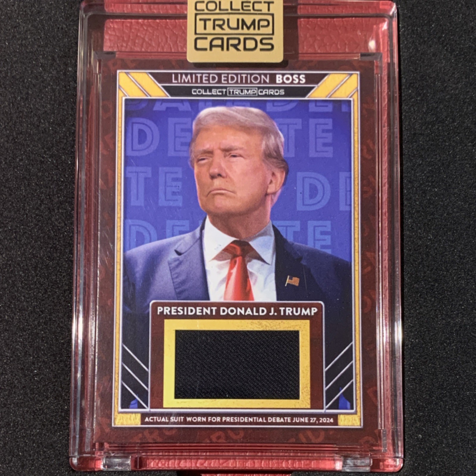 Collect Trump Cards Limited Edition Boss Actual Suit Worn Donald J. Trump Card