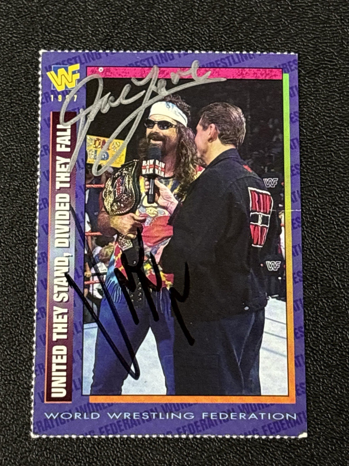 VINCE McMAHON & DUDE LOVE  1996-98 WWF MAGAZINE DUAL SIGNED AUTOGRAPHED CARD