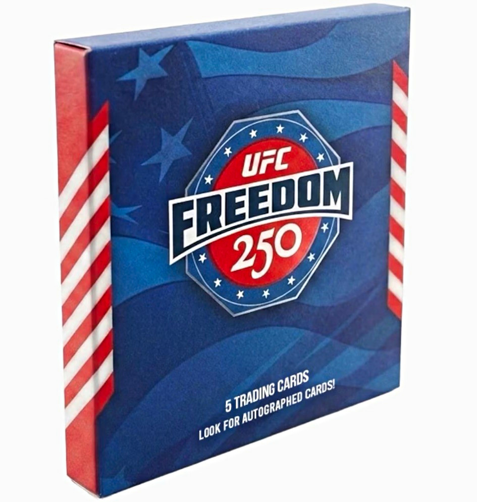 TOPPS UFC FREEDOM 250 CARD BOX - 5 Cards AUTO INSERTS TRUMP 1/1 AUTO RELIC 250K