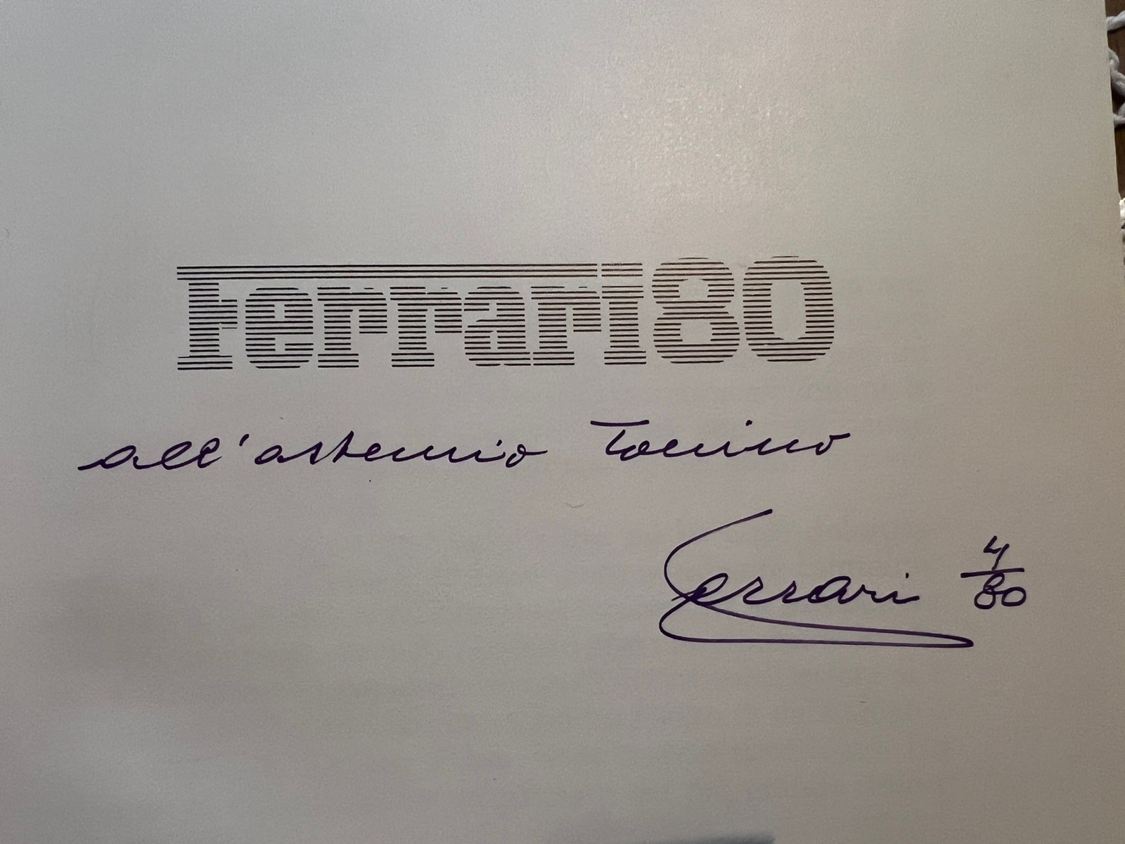 Ferrari 80 original signed Enzo Ferrari