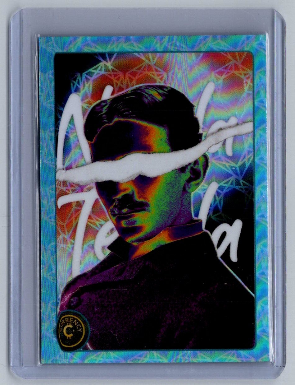 Nikola Tesla #68 2025 Cardsmiths Currency S5 Aquamarine Gemstone Refractor /15