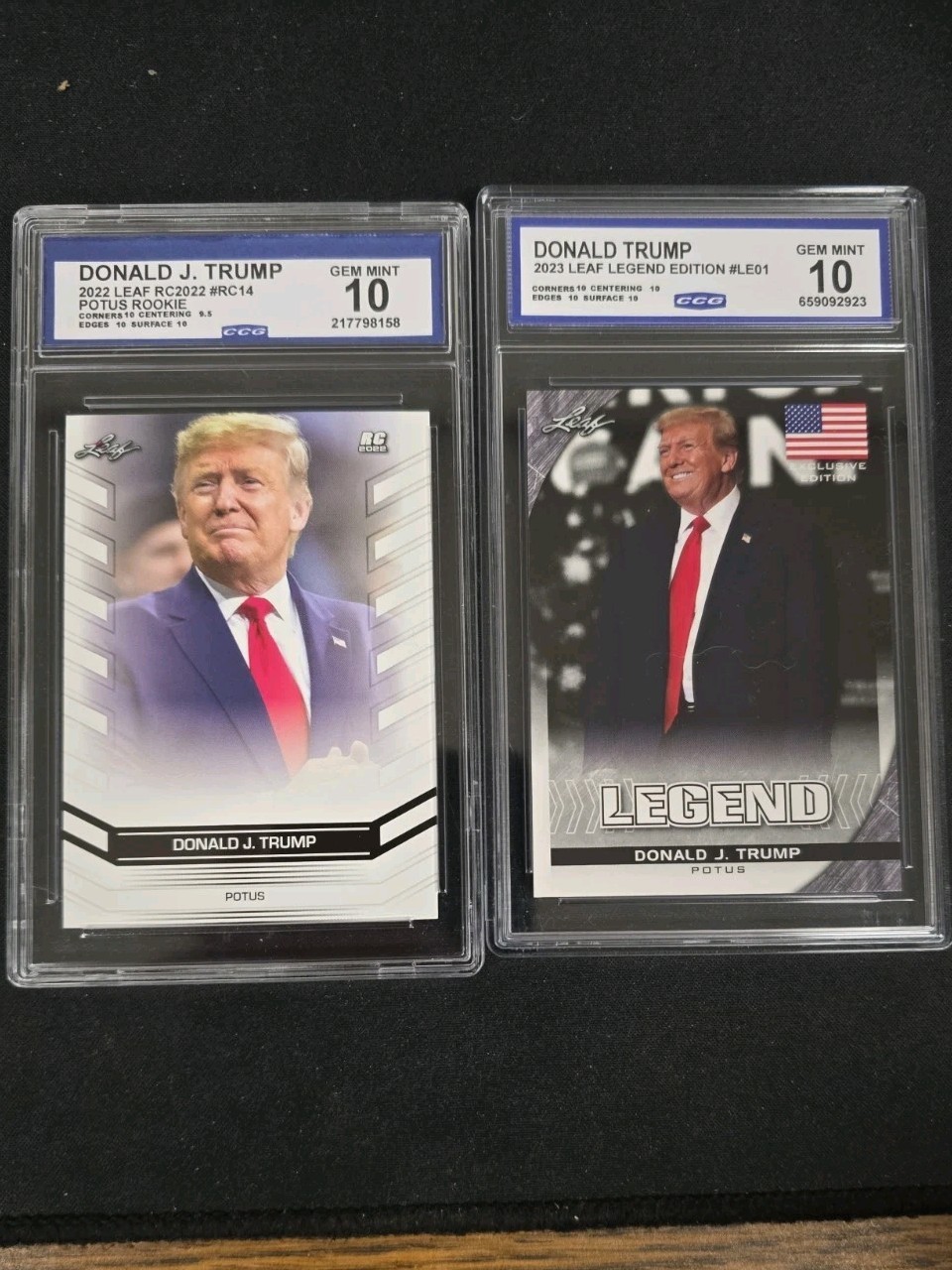 DONALD TRUMP 2022 Leaf 2 Cards ROOKIE & Legends Both CCG Gem Mint 10
