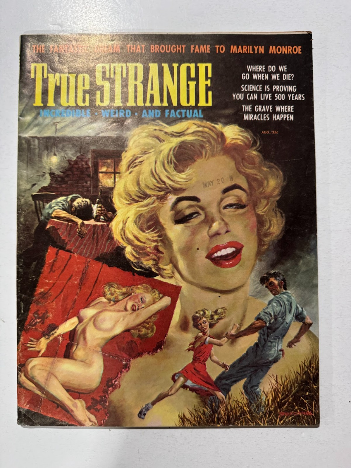 True Strange Magazine August 1957 Thomas Beecham Marilyn Monroe Pin-Up Cover