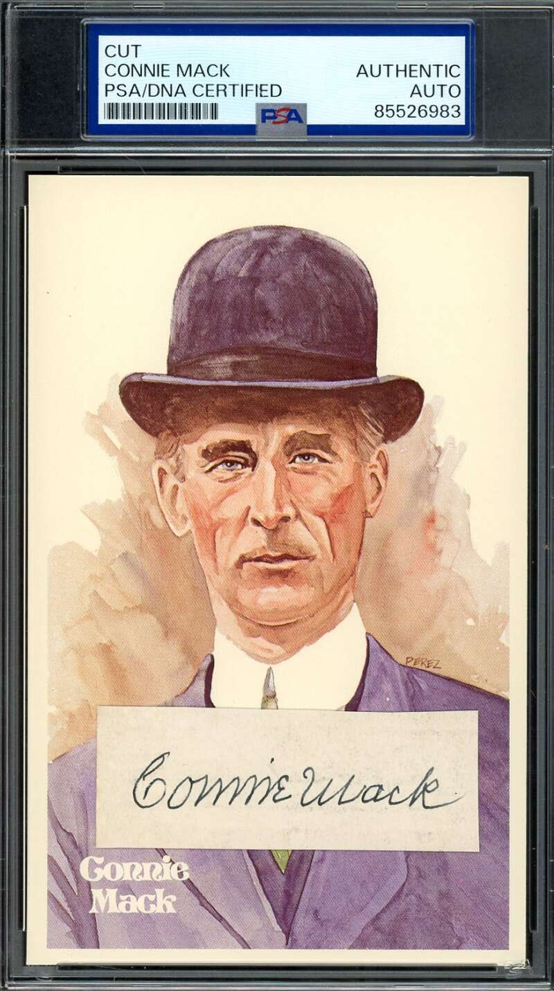 Connie Mack PSA DNA Coa Signed Perez Steele Postcard Cut Autograph