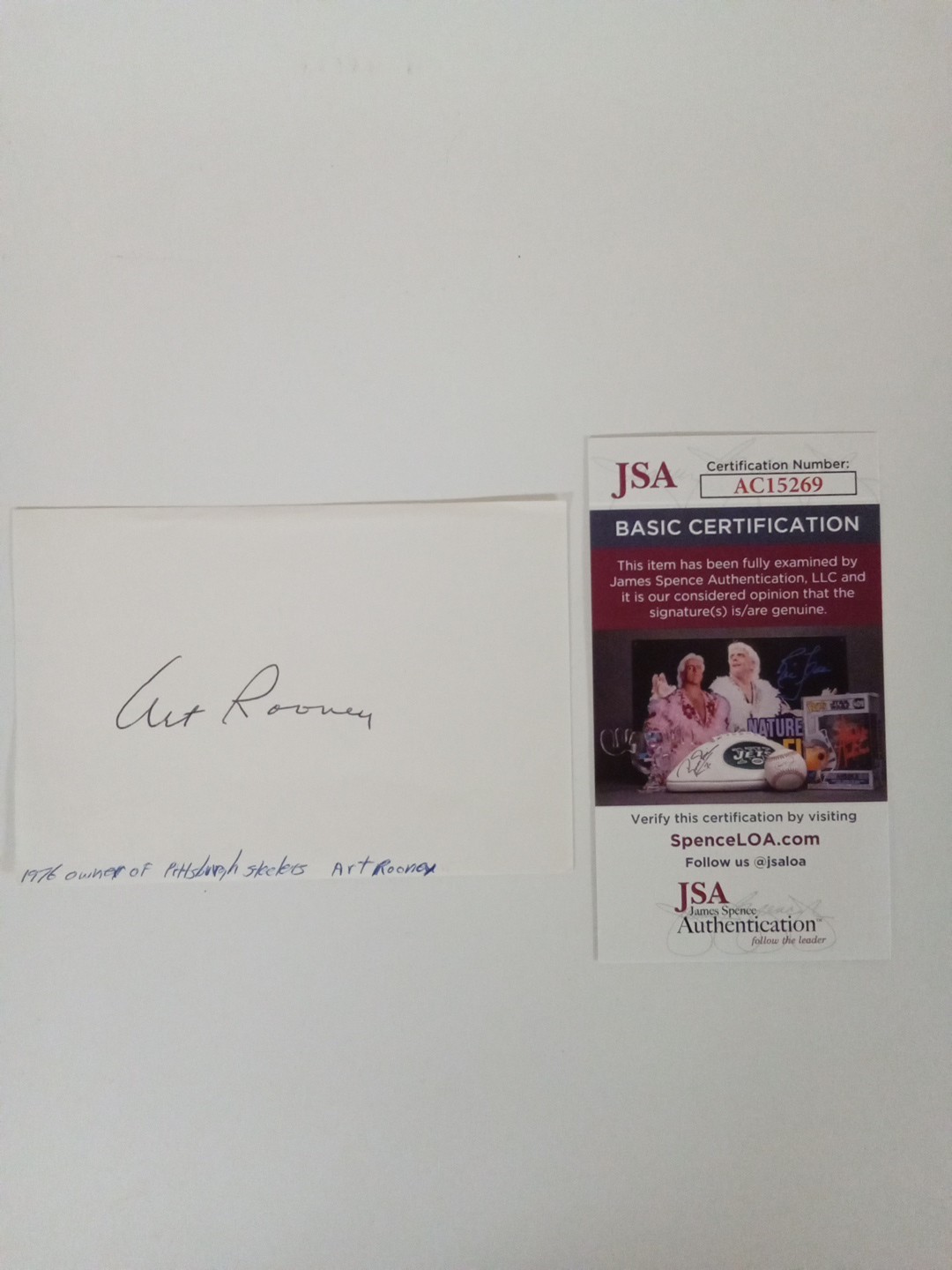 Art Rooney Signed Cut JSA -#