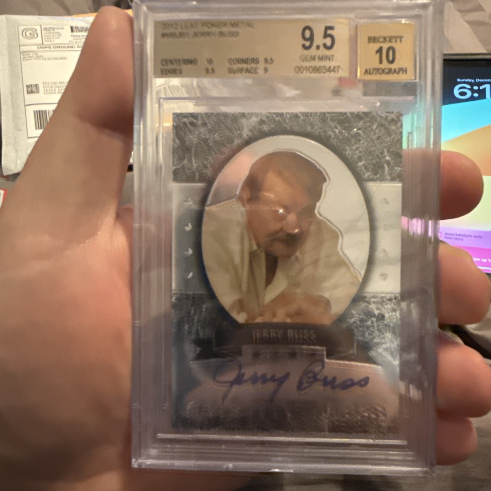 2012 Leaf Poker Metal Jerry Buss Auto Autograph BGS 9.5 / 10 #MB-JB1