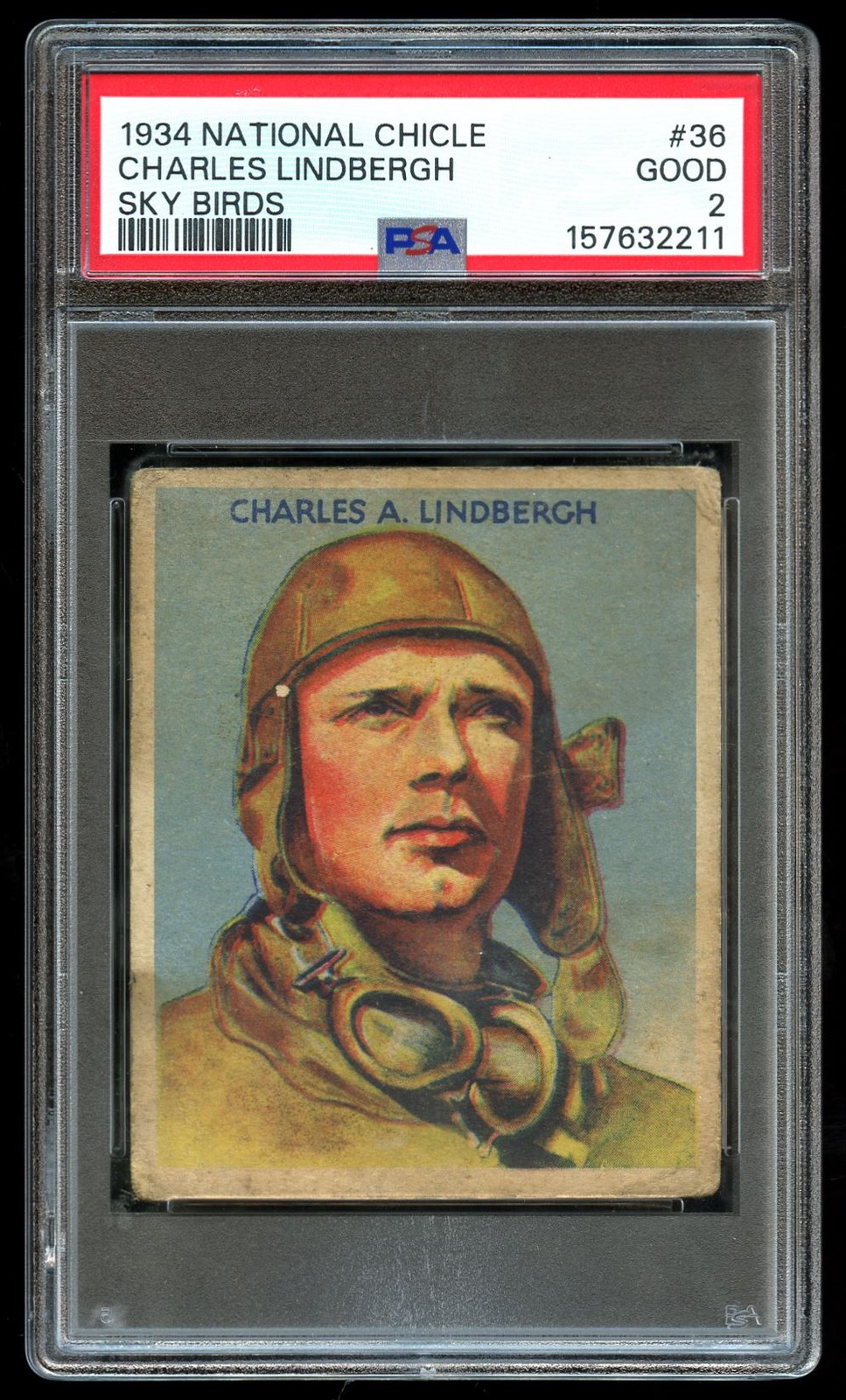 1934 National Chicle Sky Birds #36 Charles Lindbergh PSA 2