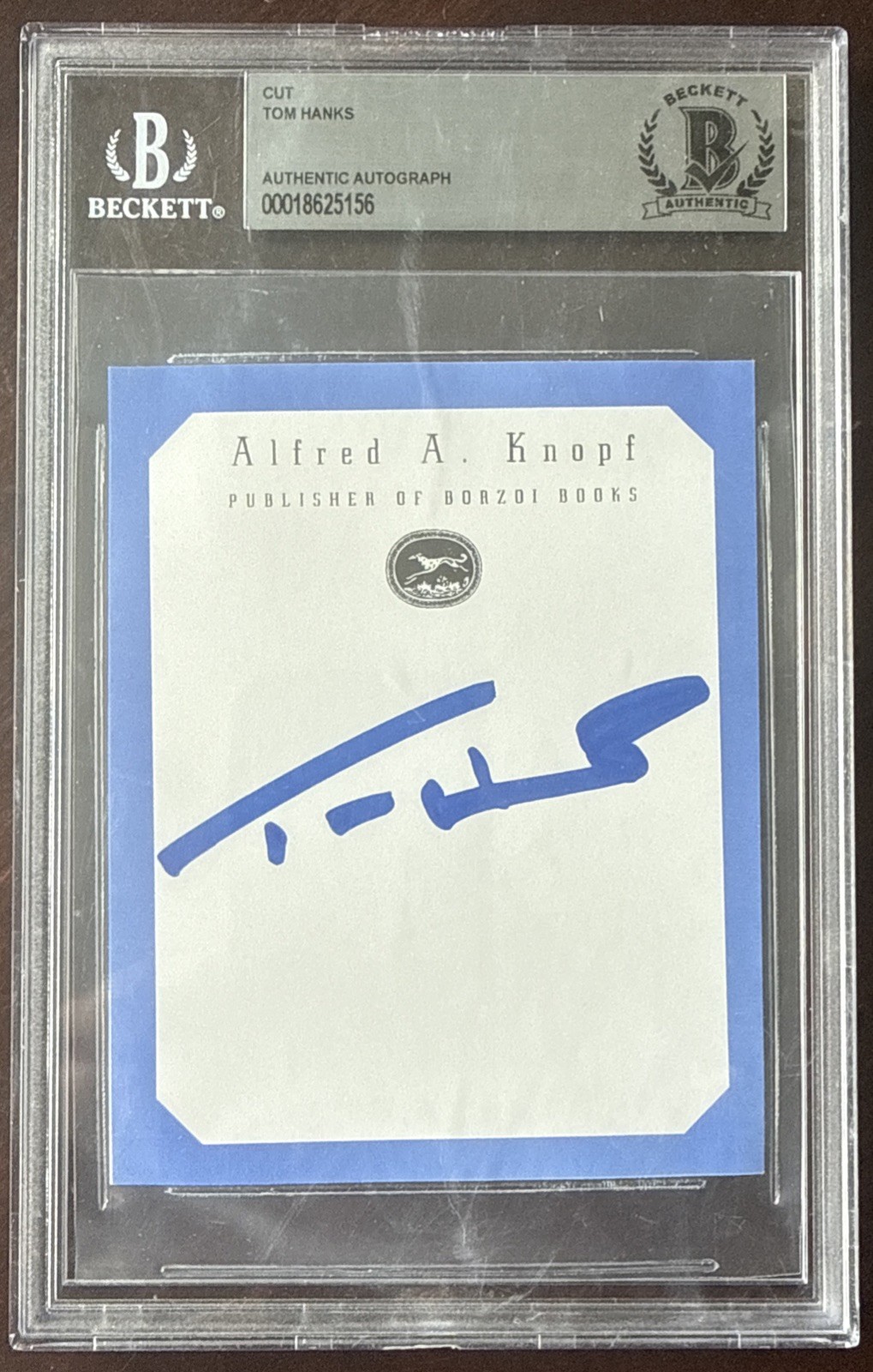 Tom Hanks Signed Alfred A Knopf Bookplate AUTO BGS BAS Beckett Encapsulated Slab