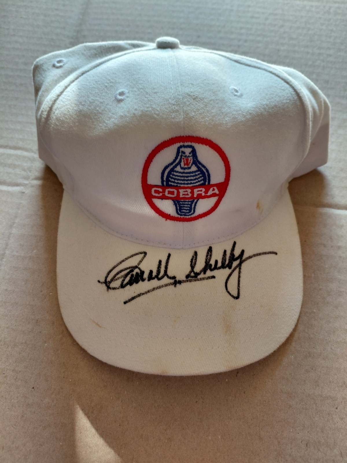 Carroll Shelby Autographed Signed Cobra Hat White