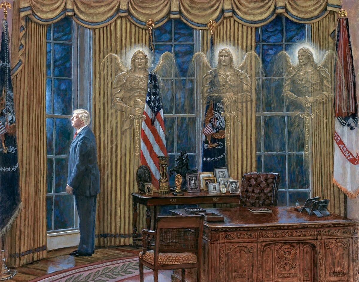 Jon McNaughton SECRET SERVICE 16x20 Signed Paper Print Angels & President Trump