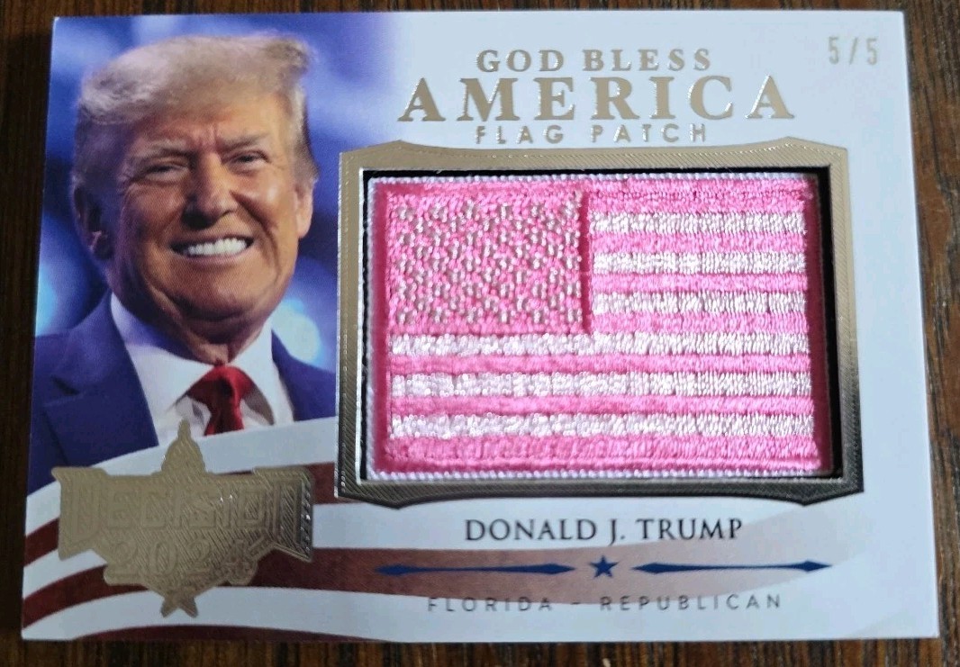 Decision 2024 Donald Trump #GBA1 GOD BLESS AMERICA FLAG PATCH Silver #'d 5/5