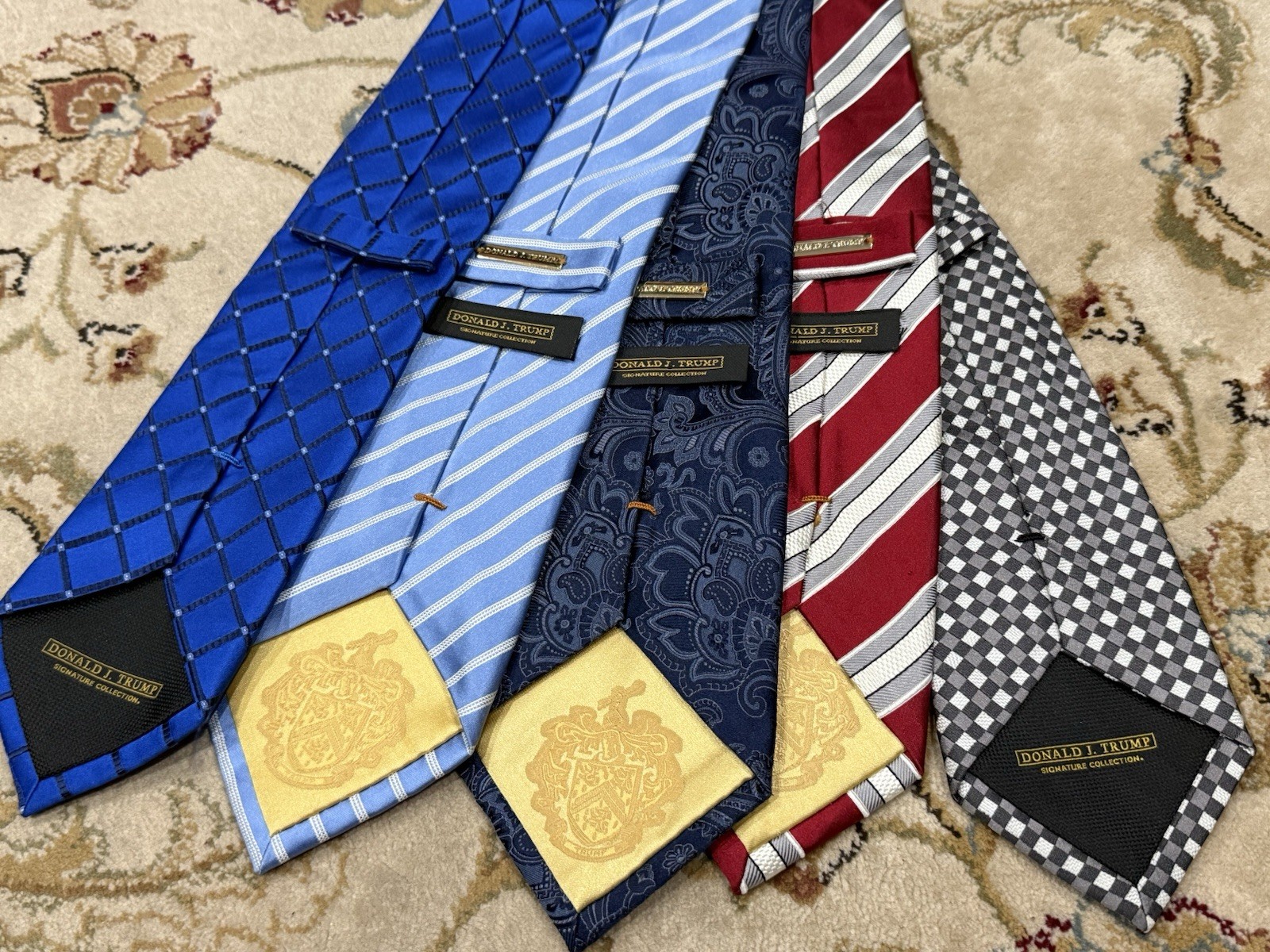 Donald J Trump Silk Ties Gold Bar Signature Collection Lot Of 5 Ties Paisley