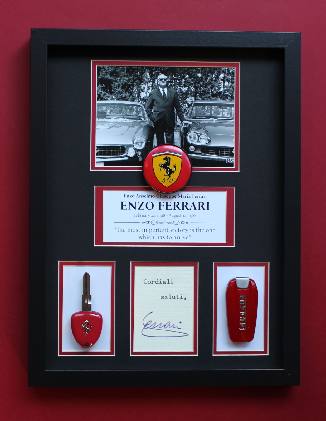 Enzo Ferrari AUTOGRAPH ART ** memorabilia framed deluxe display (L/E)